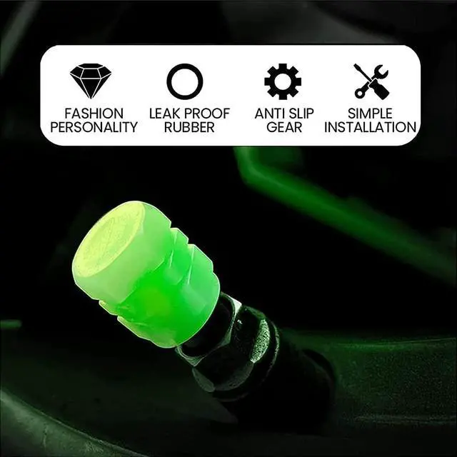 Alt view image 4 of 7 - 20Pcs Fluorescent Tire Valve Caps, 2026 Glow in the Dark Tire Valve Caps, Glow in the Dark Valve stem caps Pranks for Adults Cars Bike Motorcycles,Valve Stem Caps Funny(20Pcs Green)