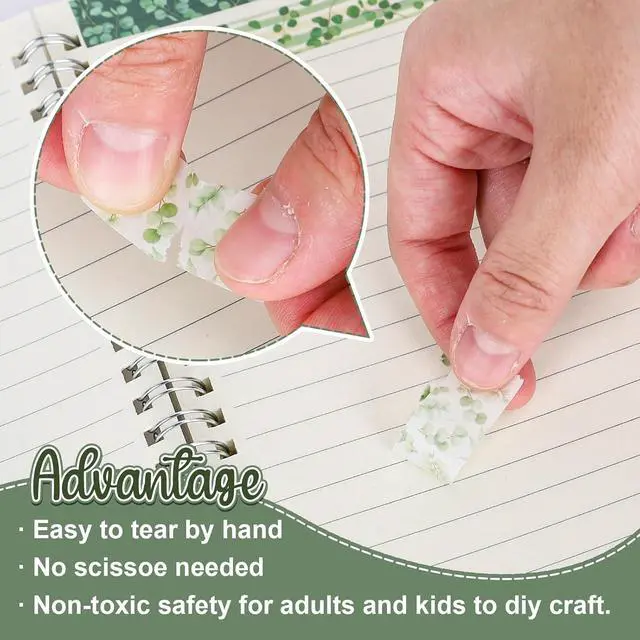 Alt view image 3 of 7 - Whaline 12 Rolls Greenery Washi Tapes Watercolor Plants Eucalyptus Masking Tape 15mm Green Leaves Decorative Tape Stickers for Scrapbook Journal Planner DIY Craft Gift Wrapping, 16.4ft
