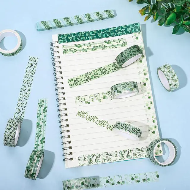 Alt view image 4 of 7 - Whaline 12 Rolls Greenery Washi Tapes Watercolor Plants Eucalyptus Masking Tape 15mm Green Leaves Decorative Tape Stickers for Scrapbook Journal Planner DIY Craft Gift Wrapping, 16.4ft