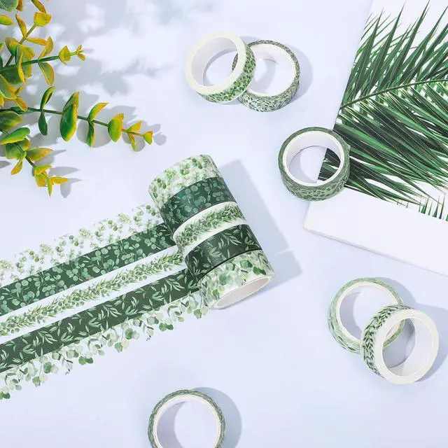 Alt view image 5 of 7 - Whaline 12 Rolls Greenery Washi Tapes Watercolor Plants Eucalyptus Masking Tape 15mm Green Leaves Decorative Tape Stickers for Scrapbook Journal Planner DIY Craft Gift Wrapping, 16.4ft