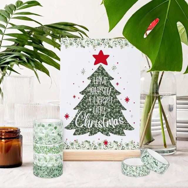 Alt view image 7 of 7 - Whaline 12 Rolls Greenery Washi Tapes Watercolor Plants Eucalyptus Masking Tape 15mm Green Leaves Decorative Tape Stickers for Scrapbook Journal Planner DIY Craft Gift Wrapping, 16.4ft