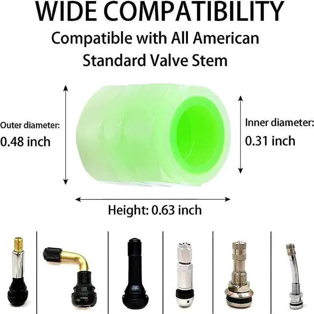 Alt view image 5 of 7 - 20Pcs Fluorescent Tire Valve Caps, 2026 Glow in the Dark Tire Valve Caps, Glow in the Dark Valve stem caps Pranks for Adults Cars Bike Motorcycles,Valve Stem Caps Funny(20Pcs Green)