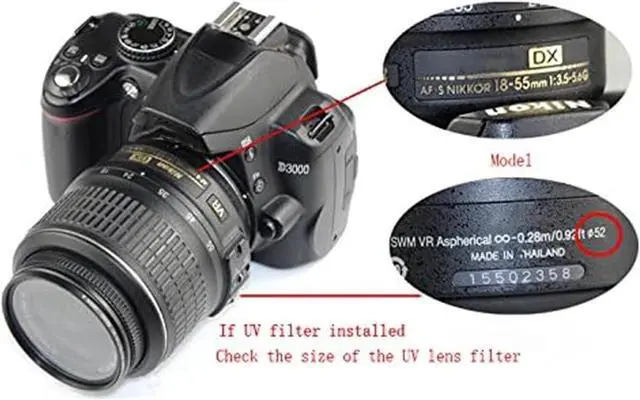 Alt view image 2 of 6 - Camera 52mm Lens Cap Center Pinch with Lens Cap Leash Hole Bundle Compatible with Nikon Sony Canon DSLR Cameras & Other DSLR Cameras UV Lens (52mm)- 4 Pack