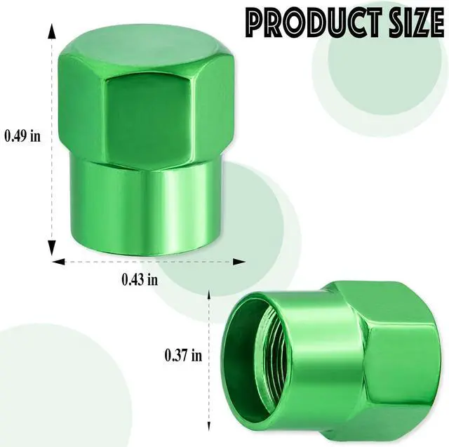 Alt view image 2 of 7 - 5PCS Car Tire Valve Stem Caps, Aluminum Alloy Dustproof Wheel Valve Covers Accessories, with Rubber O-Ring, Universal for Cars, SUVs, Bike, Bicycles,Trucks and Motorcycles (Green)