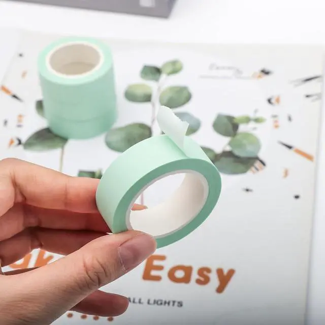 Alt view image 3 of 7 - NatSumeBasics 4 Mint Green Washi Tapes Solid Pastel Mint Masking Tape | 0.6" x 32 Ft. Self-Adhesive Paper Decorative Craft Tape for Gift Wrapping Packaging & DIY Decoration