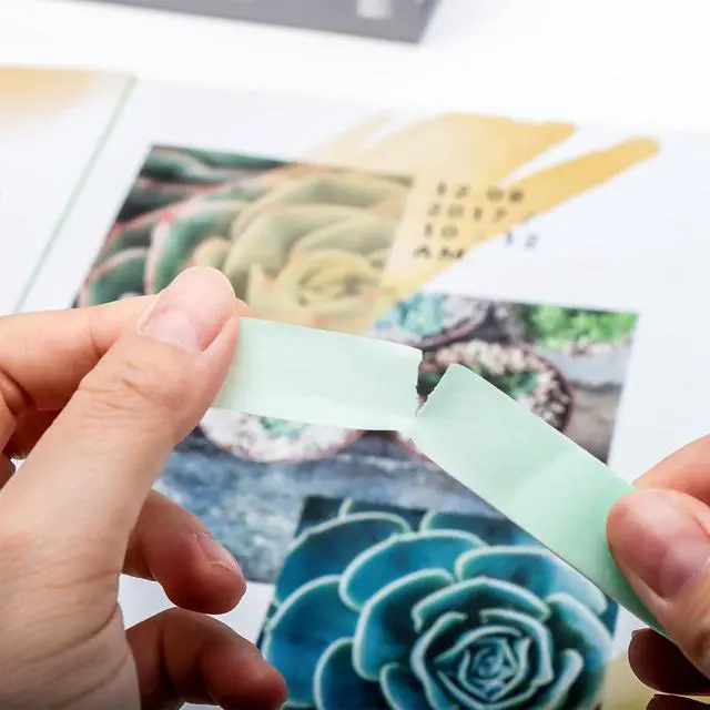 Alt view image 5 of 7 - NatSumeBasics 4 Mint Green Washi Tapes Solid Pastel Mint Masking Tape | 0.6" x 32 Ft. Self-Adhesive Paper Decorative Craft Tape for Gift Wrapping Packaging & DIY Decoration