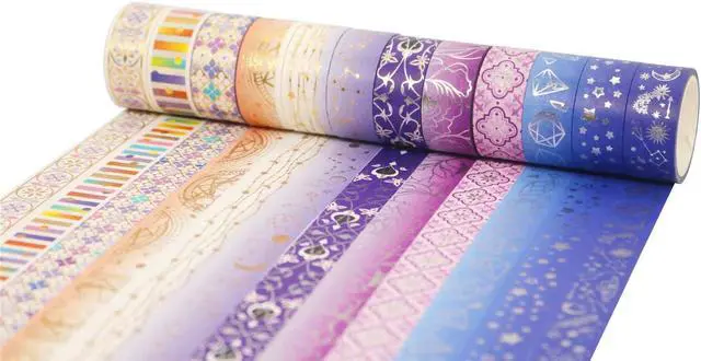 Alt view image 4 of 7 - YUBBAEX Galaxy Washi Tape Set Purple Stars Decorative Tapes Silver Gold Foil Masking for Arts, DIY Crafts, Journal Supplies, Planners, Scrapbook, Gift Wrapping (Purple Night 12 Rolls)