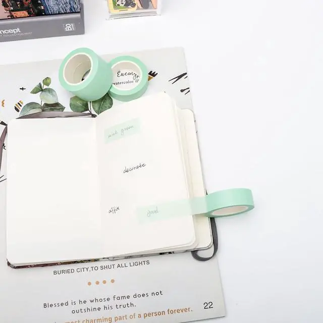 Alt view image 6 of 7 - NatSumeBasics 4 Mint Green Washi Tapes Solid Pastel Mint Masking Tape | 0.6" x 32 Ft. Self-Adhesive Paper Decorative Craft Tape for Gift Wrapping Packaging & DIY Decoration
