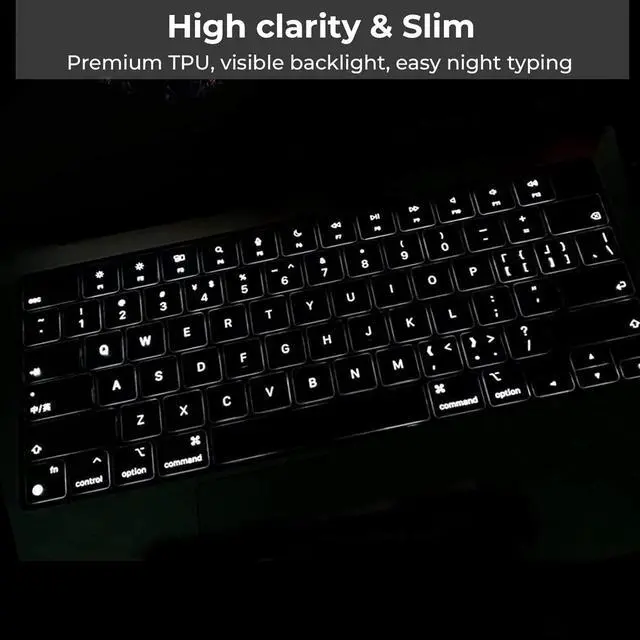 Alt view image 4 of 7 - EooCoo Keyboard Cover Skin for MacBook Neo, Pro 14/16, Air 13/15, Clear | Invisible, Anti Fingerprints & Dust, for 2026-2021 M5-M1 Pro/Max MacBook Pro 14/16, M5-M2 MacBook Air 13/15, MacBook Neo 13