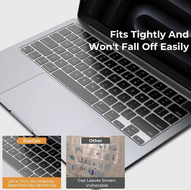Alt view image 7 of 7 - EooCoo Keyboard Cover Skin for MacBook Neo, Pro 14/16, Air 13/15, Clear | Invisible, Anti Fingerprints & Dust, for 2026-2021 M5-M1 Pro/Max MacBook Pro 14/16, M5-M2 MacBook Air 13/15, MacBook Neo 13