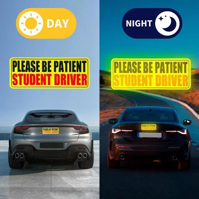 Alt view image 3 of 7 - 3pcs Student Drive Magnet for Car, Please Be Patient Student Driver, New Drivers Sticker, Reusable Magnetic Reflective Rookie Driver Bumper Sticker