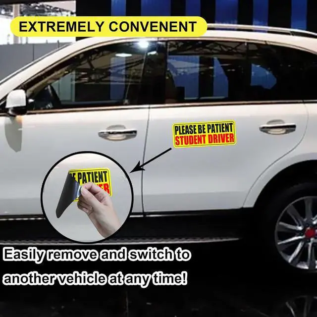 Alt view image 4 of 7 - 3pcs Student Drive Magnet for Car, Please Be Patient Student Driver, New Drivers Sticker, Reusable Magnetic Reflective Rookie Driver Bumper Sticker