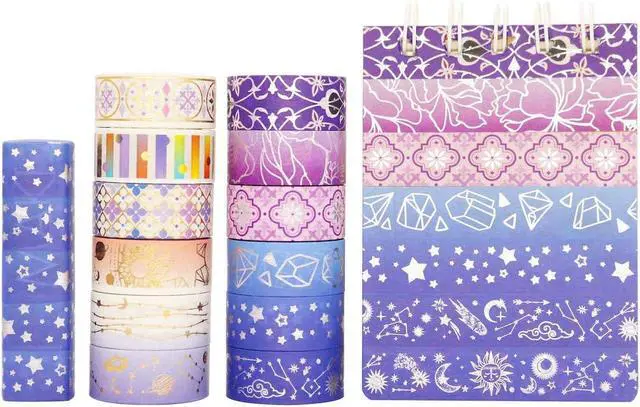 Alt view image 5 of 7 - YUBBAEX Galaxy Washi Tape Set Purple Stars Decorative Tapes Silver Gold Foil Masking for Arts, DIY Crafts, Journal Supplies, Planners, Scrapbook, Gift Wrapping (Purple Night 12 Rolls)