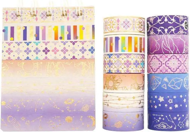 Alt view image 6 of 7 - YUBBAEX Galaxy Washi Tape Set Purple Stars Decorative Tapes Silver Gold Foil Masking for Arts, DIY Crafts, Journal Supplies, Planners, Scrapbook, Gift Wrapping (Purple Night 12 Rolls)
