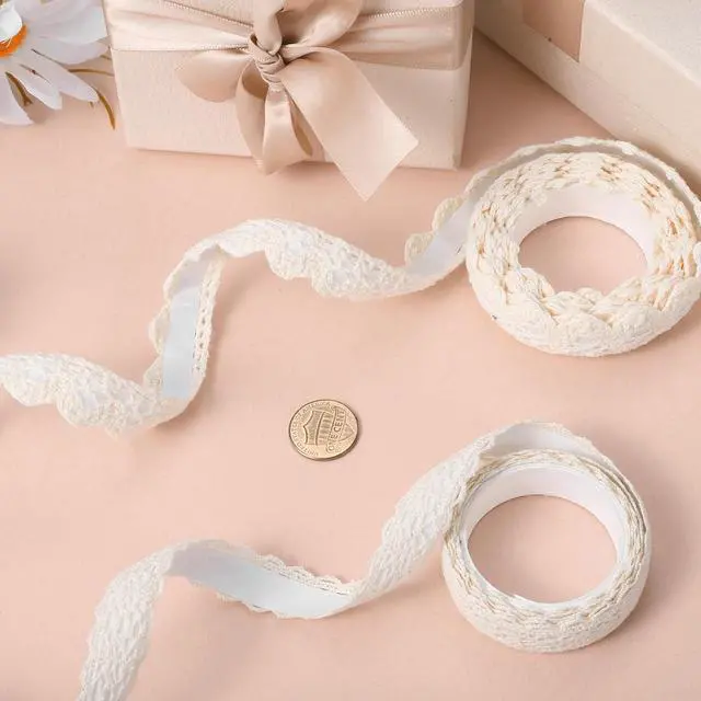 Alt view image 4 of 7 - 2 Rolls Lace Washi Tape Self-Adhesive Lace Ribbon 0.6" Wide 2 Yards Cotton Trim Stickers Decorative Masking Tape for Crafts Scrapbook(Beige)