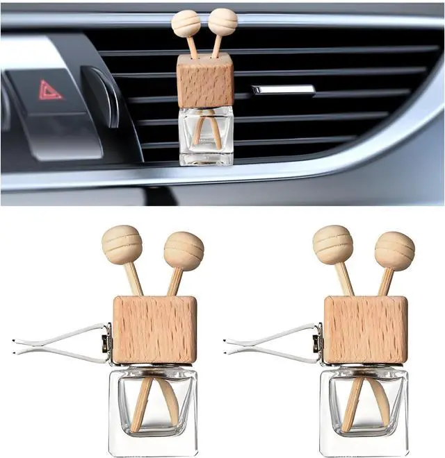 Main image of KVAEY 2PCS Car Diffuser Air Freshener Bottle, Refillable Empty Glass Perfume Bottles with Vent Clip, Universal Essential Oil Diffuser for Most Vehicles, Interior Car Accessories (2PCS)
