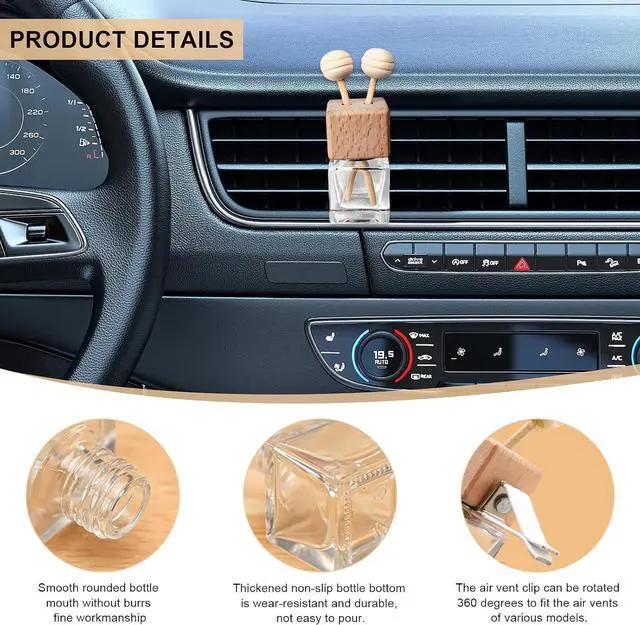 Alt view image 3 of 6 - KVAEY 2PCS Car Diffuser Air Freshener Bottle, Refillable Empty Glass Perfume Bottles with Vent Clip, Universal Essential Oil Diffuser for Most Vehicles, Interior Car Accessories (2PCS)