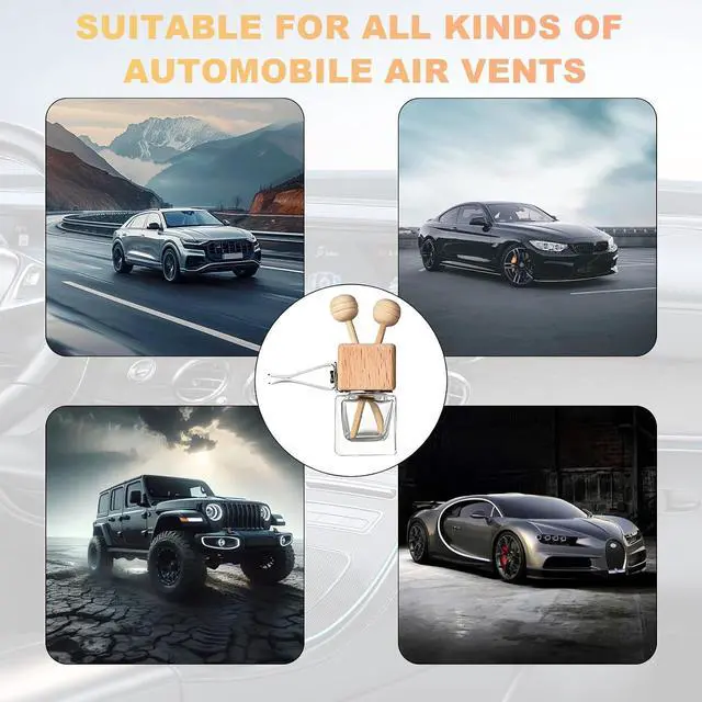 Alt view image 6 of 6 - KVAEY 2PCS Car Diffuser Air Freshener Bottle, Refillable Empty Glass Perfume Bottles with Vent Clip, Universal Essential Oil Diffuser for Most Vehicles, Interior Car Accessories (2PCS)