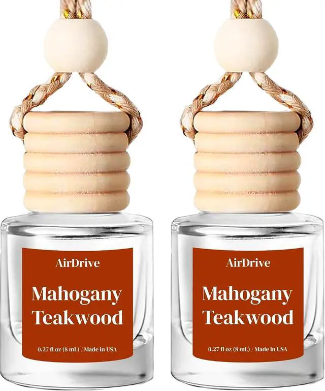 Main image of Car Air Freshener Mahogany Teakwood 2 Pack Hanging Air Freshener Diffuser, Cute Car Accessories, Air Freshner for Women & Men Gift, Non-Toxic Car Scent, Long Lasting Oil Diffuser, Made in USA