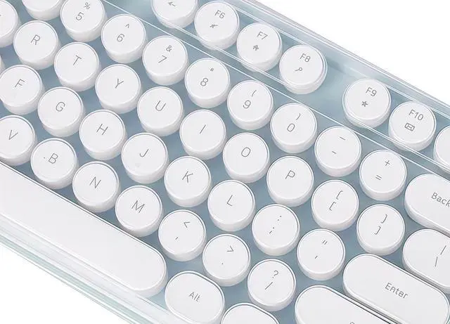 Alt view image 3 of 5 - Silicone Keyboard Cover Skin Protector Compatible for MOFII Round Keycaps Retro Full Size Wireless Keyboard with Number Pad (Clear)