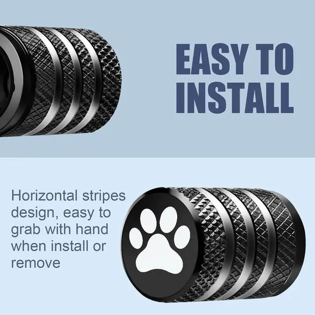 Alt view image 4 of 6 - DECURCAR Tire Valve Stem Caps 5 Pack Dog Paw Print - Black | Tire Air Caps Aluminum with Plastic Liner TPMS Safe Corrosion Resistant Dust Proof Universal for Car Truck Motorcycle Bike
