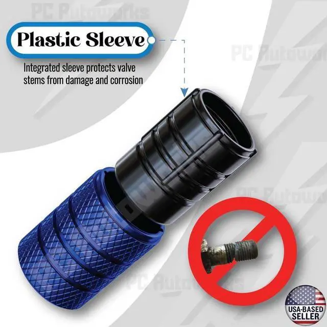 Alt view image 2 of 7 - Aluminum Tire Valve Stem Caps Anti-Rust, Premium Anodized Aluminum, Corrosion-Resistant, Easy Install, Universal Fit for Car, Truck, Bike, SUV 1 Pack/Set of 4 (Cobalt Blue)
