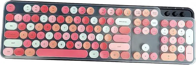 Alt view image 3 of 6 - Silicone Keyboard Cover Skin Compatible for MOFII Full-Size Wireless Round Keycaps Keyboard with Number Pad (Clear)