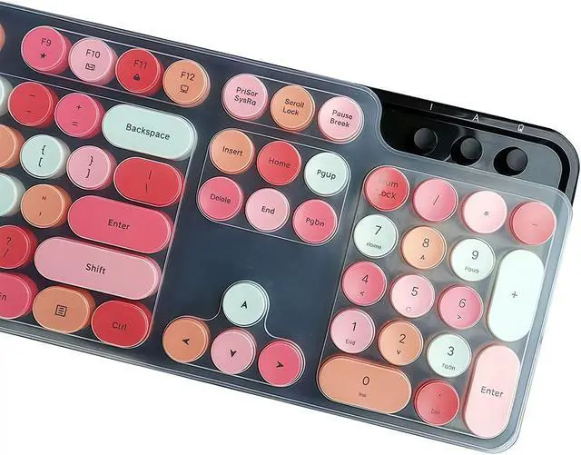 Alt view image 5 of 6 - Silicone Keyboard Cover Skin Compatible for MOFII Full-Size Wireless Round Keycaps Keyboard with Number Pad (Clear)