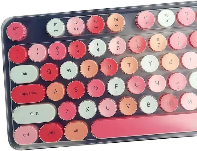 Alt view image 4 of 6 - Silicone Keyboard Cover Skin Compatible for MOFII Full-Size Wireless Round Keycaps Keyboard with Number Pad (Clear)