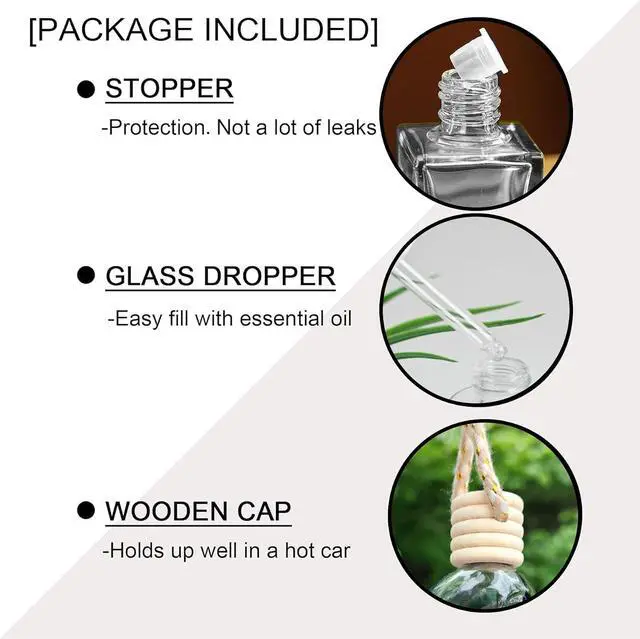 Alt view image 3 of 7 - 7 Pcs 8ml Hanging Car Air Freshener Diffuser,Empty Black Gradient Glass Essential Diffuser Oil Aromatherapy Fragrance Perfume Pendant Glass Vials with Wooden Caps (Skull, 8ml)