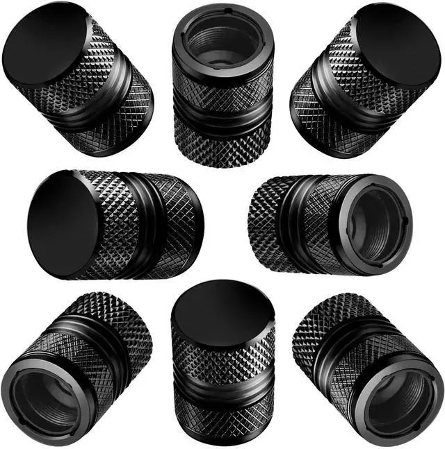Main image of Tire Valve Stem Caps for Car Tires Air Caps Cover 8 Pack Corrosion Resistant Premium Alloy Leak-Proof Universal for SUV Truck Motorcycle Bike Black