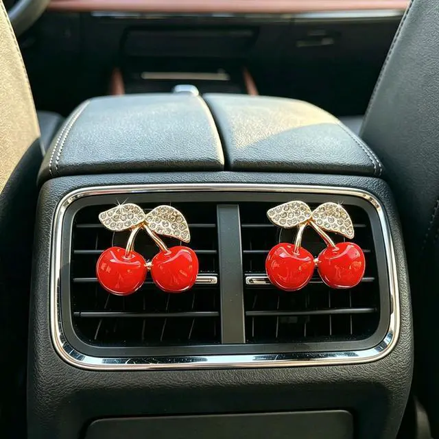 Alt view image 4 of 7 - 4 Pack Cute Red Cherry Car Air Vent Diffuser with Replaceable Refills, Clip-On Car Air Freshener, Auto AC Vent Decor Accessories, Aromatherapy Ornament Gift for Women