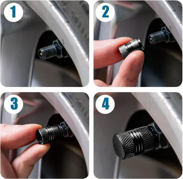 Alt view image 5 of 6 - Tire Valve Stem Caps for Car Tires Air Caps Cover 8 Pack Corrosion Resistant Premium Alloy Leak-Proof Universal for SUV Truck Motorcycle Bike Black