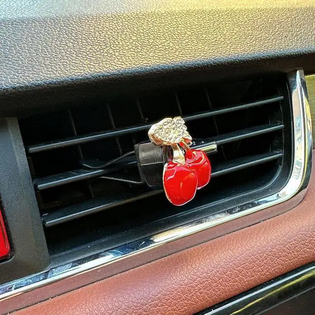 Alt view image 7 of 7 - 4 Pack Cute Red Cherry Car Air Vent Diffuser with Replaceable Refills, Clip-On Car Air Freshener, Auto AC Vent Decor Accessories, Aromatherapy Ornament Gift for Women