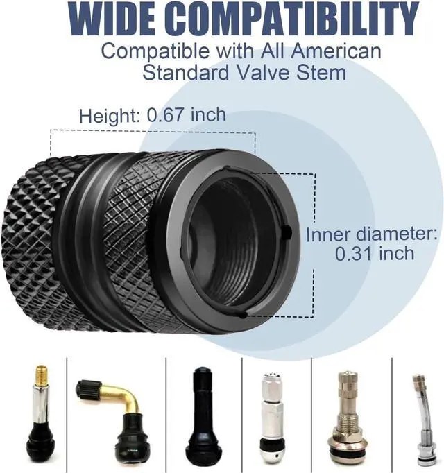Alt view image 4 of 6 - Tire Valve Stem Caps for Car Tires Air Caps Cover 8 Pack Corrosion Resistant Premium Alloy Leak-Proof Universal for SUV Truck Motorcycle Bike Black
