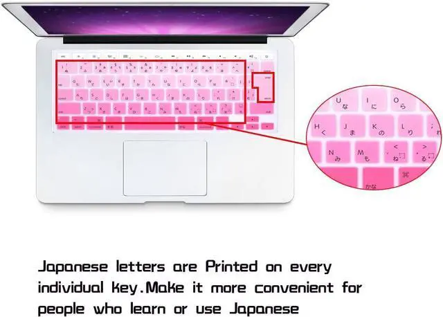 Alt view image 3 of 7 - HRH Japanese Keyboard Cover Skin for MacBook Air 13,for Pro 13/15/17 | "with or w/Out Retina Display, A1425,A1502,A1278,A1398,A1286,Ombre Pink ,Soft,Silicone, Protective Protector,JP Japan Layout"