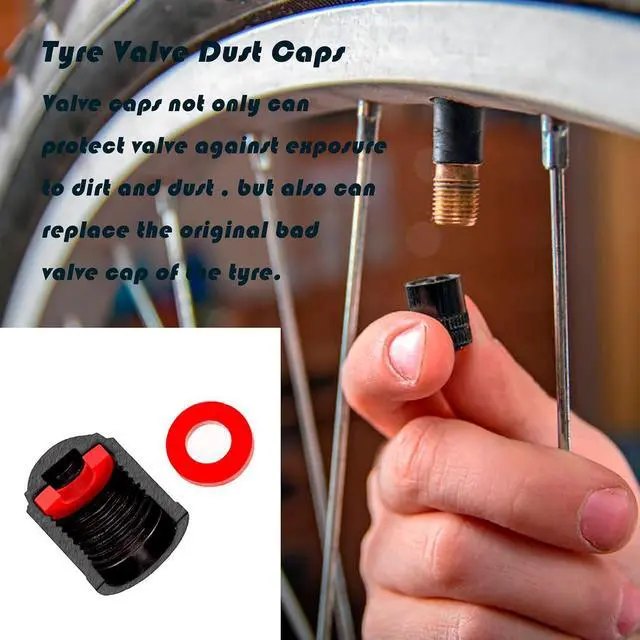 Alt view image 3 of 6 - KURAMI Tire Valve Stem Caps 200 Pcs,Black Plastic Valve Caps Sealing Ring | 200 Pcs Black Plastic Valve Caps with Sealing Ring,Valve Stem Caps General for Cars,Bicycles,Motorcycles,Trolleys and Trucks