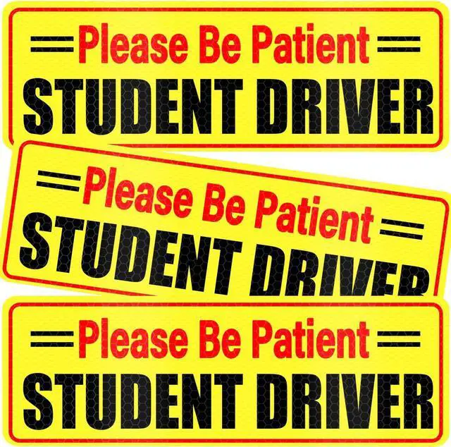 Main image of SINGARO Student Driver Magnet - Please Be Patient, Magnetic Sign, 3Pcs Reflective Novice Sticker, New Driver Decal, Removable Exterior Car Accessories