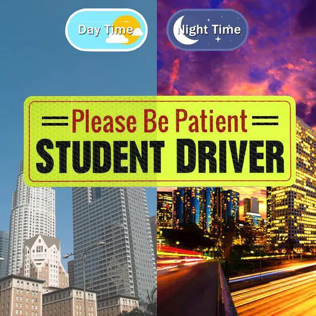Alt view image 5 of 6 - SINGARO Student Driver Magnet - Please Be Patient, Magnetic Sign, 3Pcs Reflective Novice Sticker, New Driver Decal, Removable Exterior Car Accessories