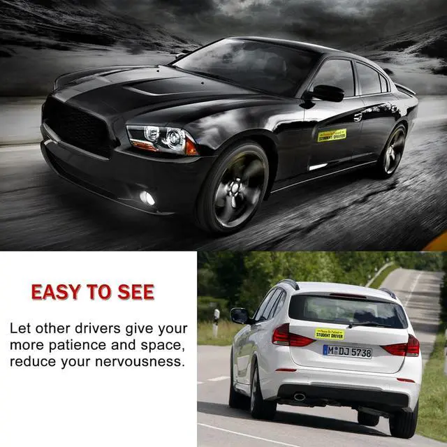 Alt view image 6 of 6 - SINGARO Student Driver Magnet - Please Be Patient, Magnetic Sign, 3Pcs Reflective Novice Sticker, New Driver Decal, Removable Exterior Car Accessories