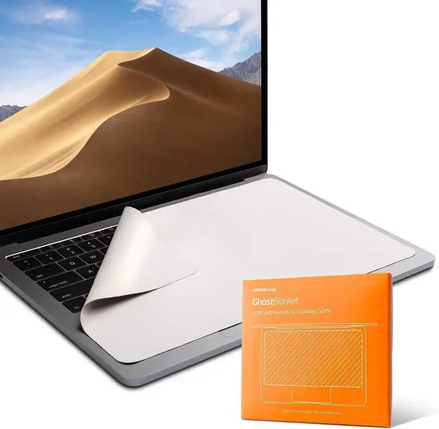 Main image of GhostBlanket Screen Keyboard Imprint Protection Microfiber Liner, X-Large | 2 Pack, Soft Texture Cleaning Cloth, Screen closes fully, Best Fit for MacBook Pro 16" or similar laptops