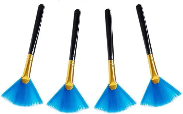 Alt view image 4 of 4 - 4PCS Super Soft Cleaning Fan Brush Fibre Blue 12.5cm Cleaning Computer Keyboard Dust Lens Mobile Phone Razor Cleaning Brush Display Electronics Crevice Cleaning