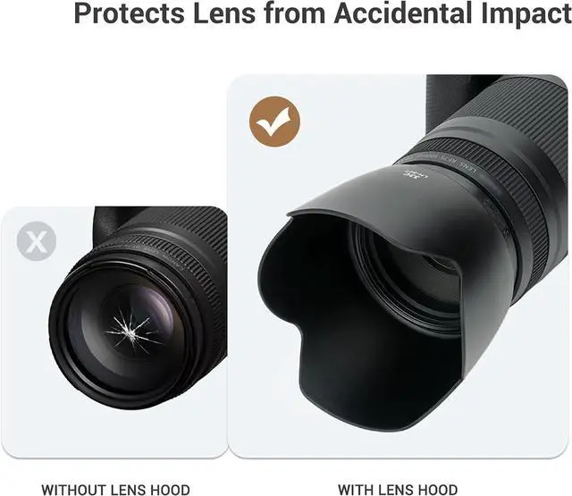 Alt view image 6 of 7 - JJC ET-60 Lens Hood for Canon RF 75-300mm, EF 75-300mm & EF-S 55-250mm Lens | Replaces Canon ET-60 Hood, Tulip & Reversible Design, Compatible with 58mm Filter/Cap, Reduces Lens Flare, Durable ABS