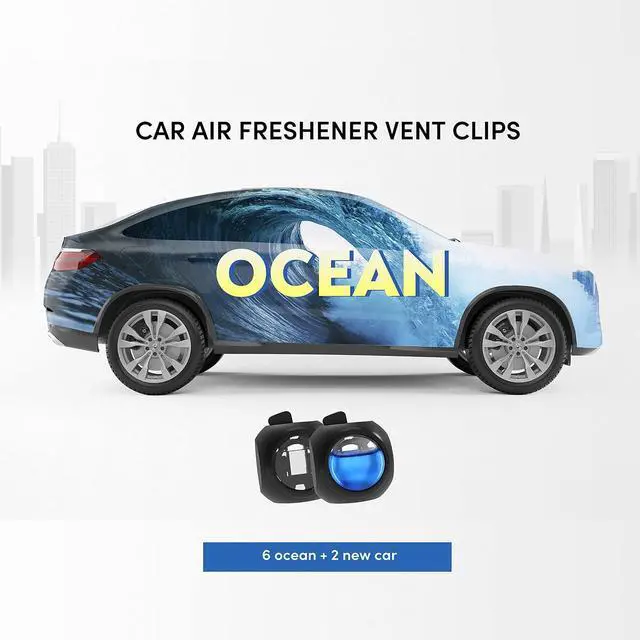 Alt view image 2 of 6 - DRIVEJOY Car Air Freshener Vent Clips, 8 PK, 6 Ocean, 2 New Car Scent, Long Lasting Air Fresheners for Men & Women, Up to 240 Days, Odor Eliminator
