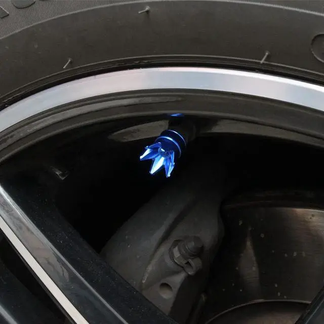 Alt view image 5 of 7 - Senzeal 4PCS Crown Car Tire Valve Stem Caps Aluminum Alloy Air Caps Cover Dust Proof Tire Wheel Stem Caps Stem Covers Universal for Cars Bicycle Trucks Motorcycles Car Accessories (Blue)