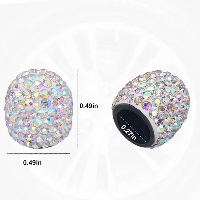 Alt view image 2 of 7 - Bling Tire Valve Stem Caps 4 Pack Universal Handmade Crystal Rhinestone Chrome Car Valve Stem Covers Bling Car Accessories for Car, SU-V, Truck, Bike and Motorcycle (AB Colorful)