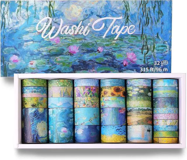 Main image of PAGEMORE 32 Rolls Washi Tape Set, Colored Van Gogh Patterns Decorative Masking Tape, Vintage Artists Tapes for Journaling, Junk Journal, DIY Craft Projects, Scrapbooking Supplies Decor
