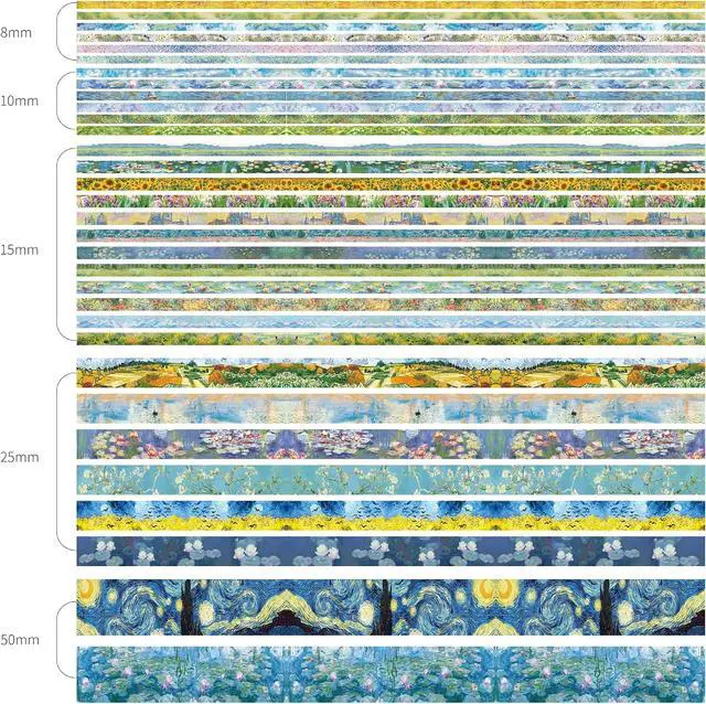 Alt view image 2 of 7 - PAGEMORE 32 Rolls Washi Tape Set, Colored Van Gogh Patterns Decorative Masking Tape, Vintage Artists Tapes for Journaling, Junk Journal, DIY Craft Projects, Scrapbooking Supplies Decor