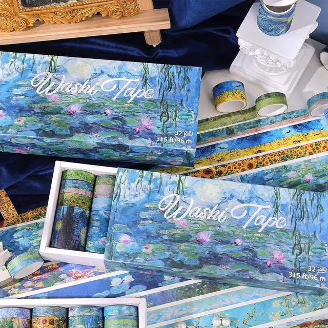 Alt view image 3 of 7 - PAGEMORE 32 Rolls Washi Tape Set, Colored Van Gogh Patterns Decorative Masking Tape, Vintage Artists Tapes for Journaling, Junk Journal, DIY Craft Projects, Scrapbooking Supplies Decor