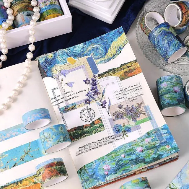 Alt view image 7 of 7 - PAGEMORE 32 Rolls Washi Tape Set, Colored Van Gogh Patterns Decorative Masking Tape, Vintage Artists Tapes for Journaling, Junk Journal, DIY Craft Projects, Scrapbooking Supplies Decor